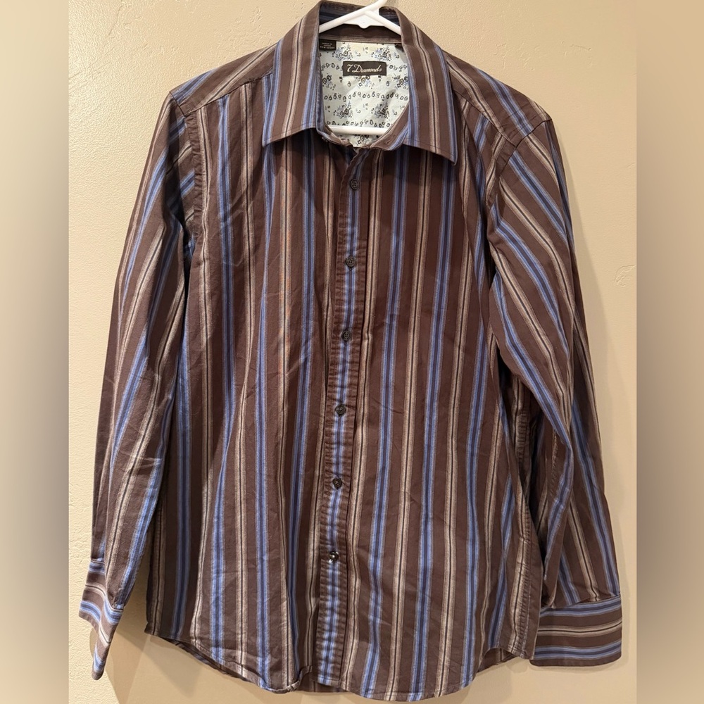 7 Diamonds Long Sleeve Button Down Shirt Size Medium